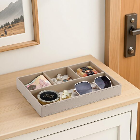 PU Leather Valet Tray, Stackable Jewelry Trays for Dresser, Drawer Nightstand Or - Picture 7 of 8